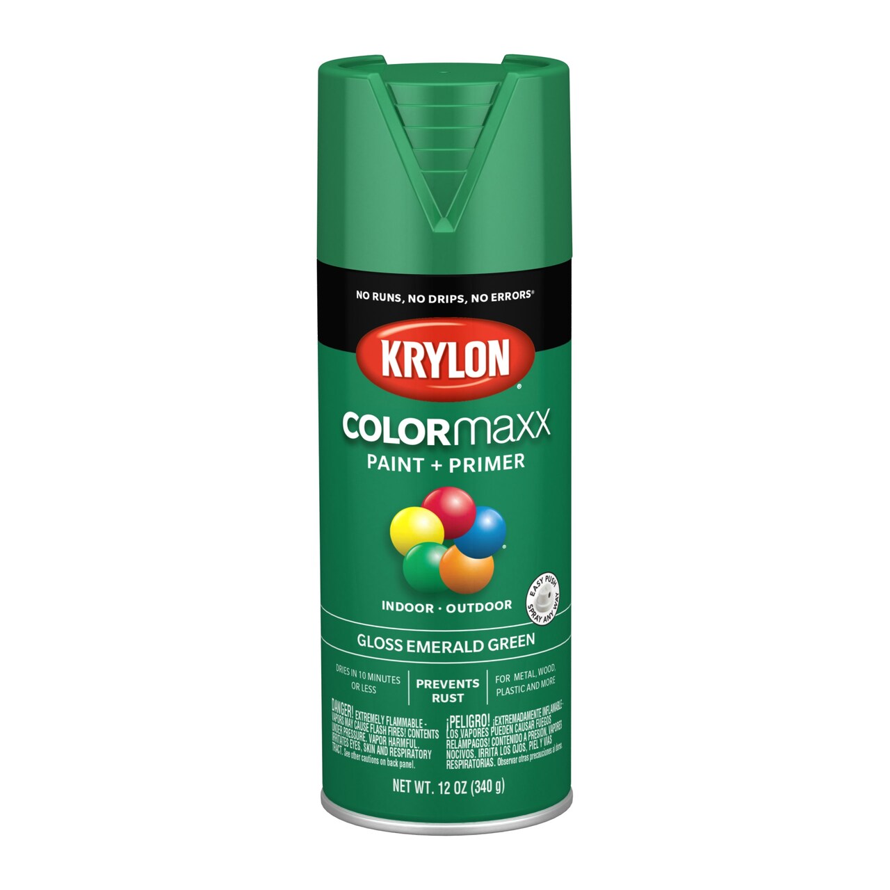 Krylon K05517007 COLORmaxx Spray Paint and Primer for Indoor/Outdoor Use, Gloss Emerald Green